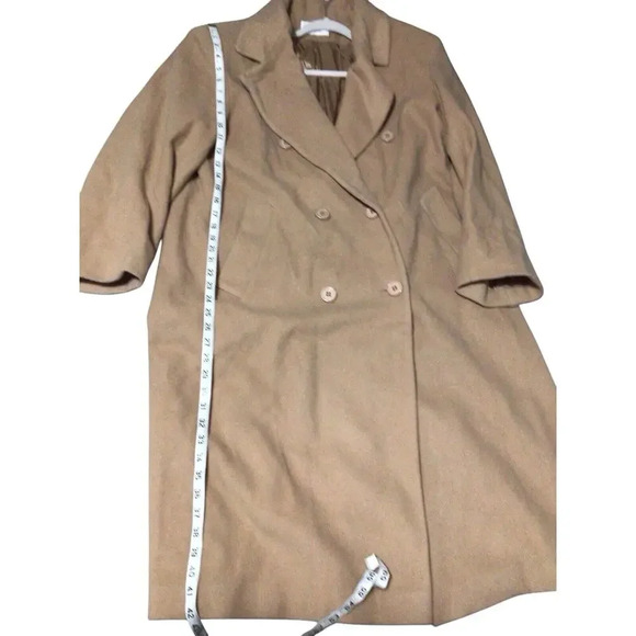 Long Trench Pea Coat 100% Wool Camel Tan Made in USA Womens - Picture 4 of 8
